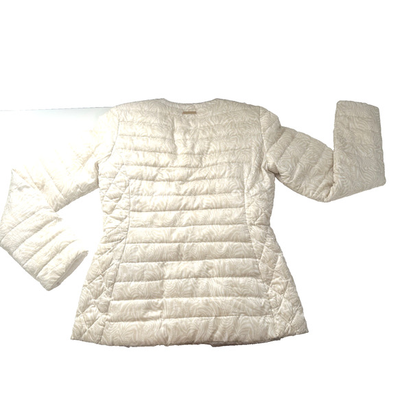 Lilly Pulitzer Reversible Down Jacket XS Cream Gold Zip Puffer Quilted Jacket - Picture 2 of 16